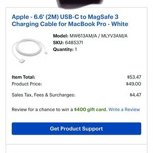 Apple USB-C to MagSafe 3 Cable - Sleek White